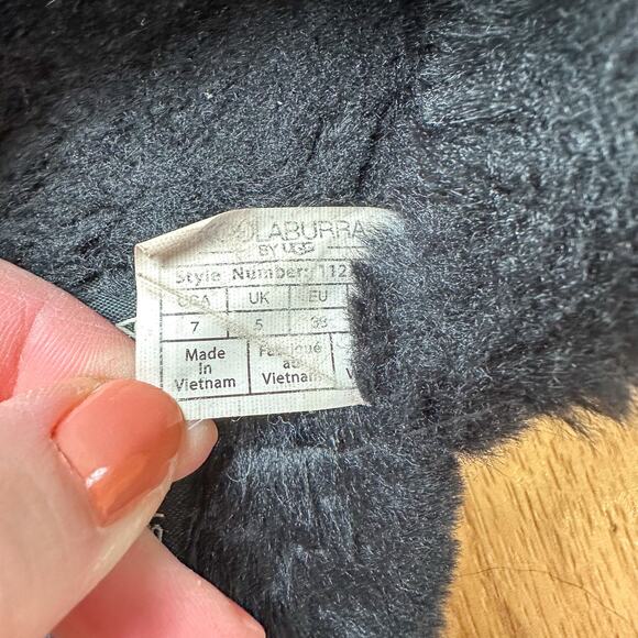 Koolaburra By Ugg Ballia Faux Fur Slippers Black Criss Cross Top Woman - Picture 3 of 5